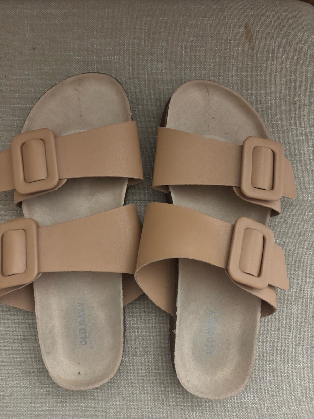 Old Navy Tan Double Buckle Slide Sandals
